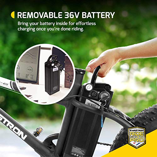 Swagtron Swagcycle EB-6 Bandit Trail Electric Bike with Removable Battery and Dual Disc Brakes, Black, 20" Wheels